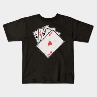 Traditional Tattoo Four Aces Playing Card Game Kids T-Shirt